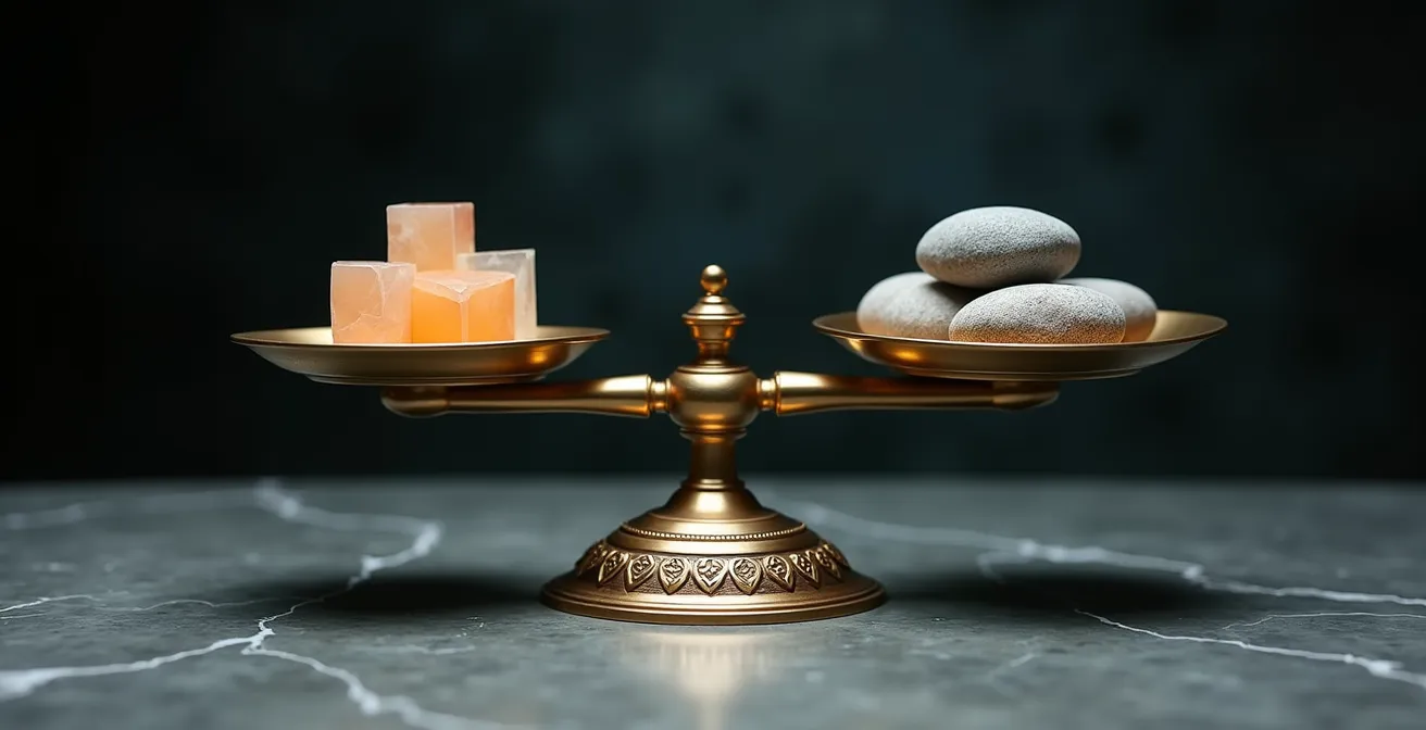 Visual metaphor of balanced scales showing paired metrics preventing system gaming