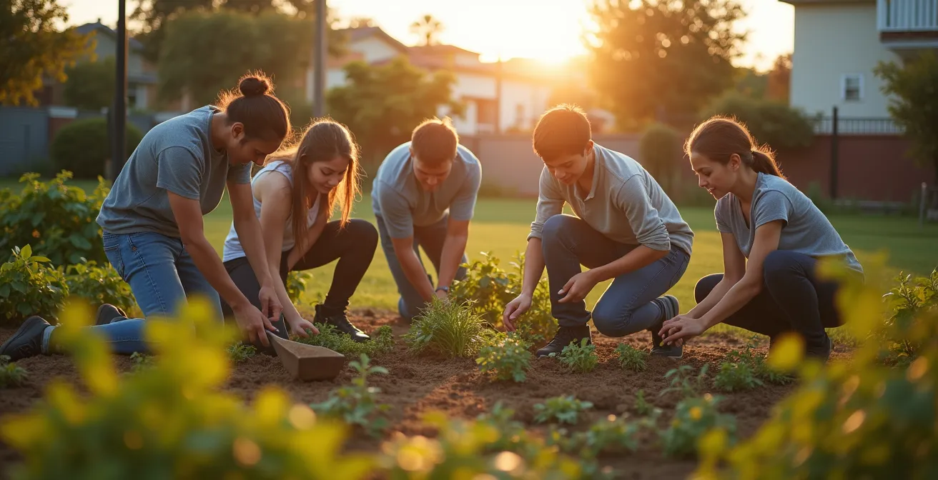 Wide shot of diverse group engaged in outdoor hobby activity