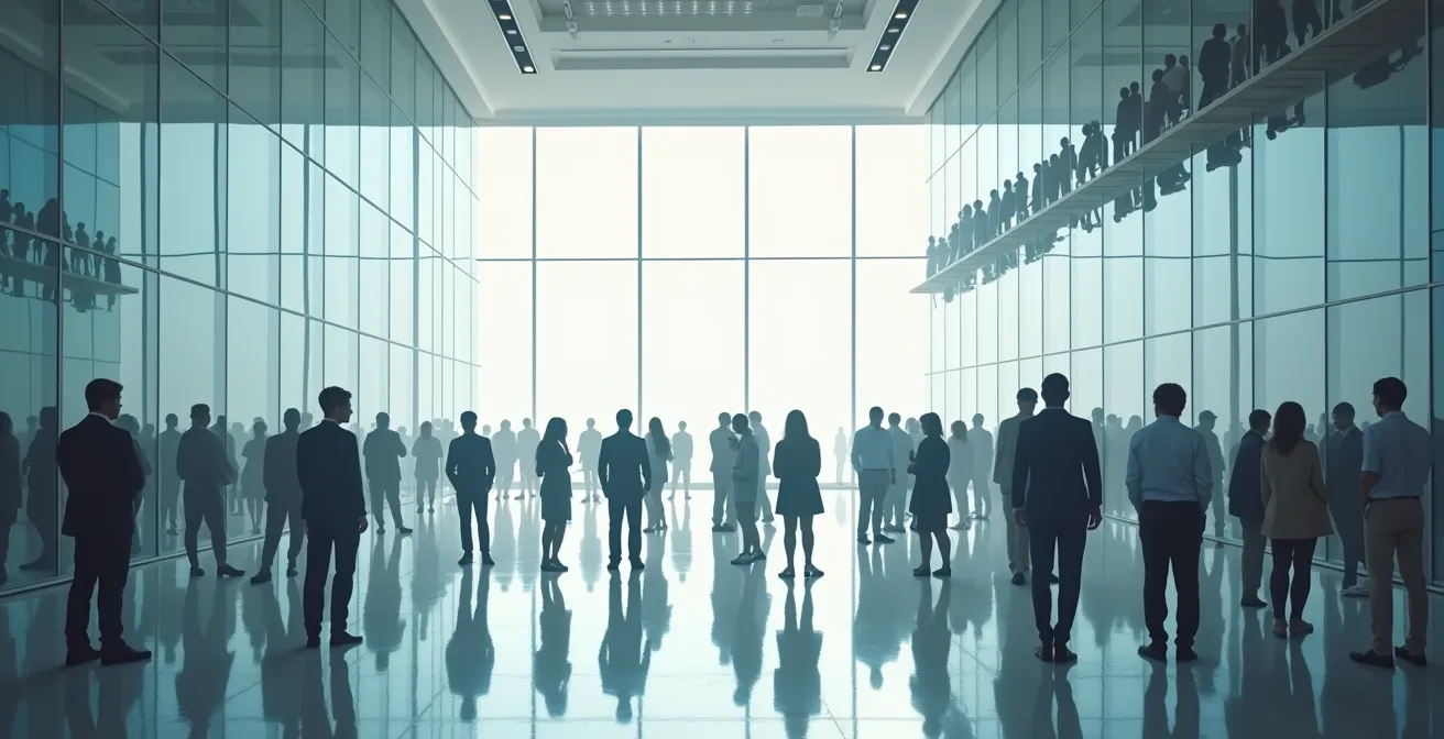 Comparison of flat organizational structure transforming into hierarchical layers as team grows