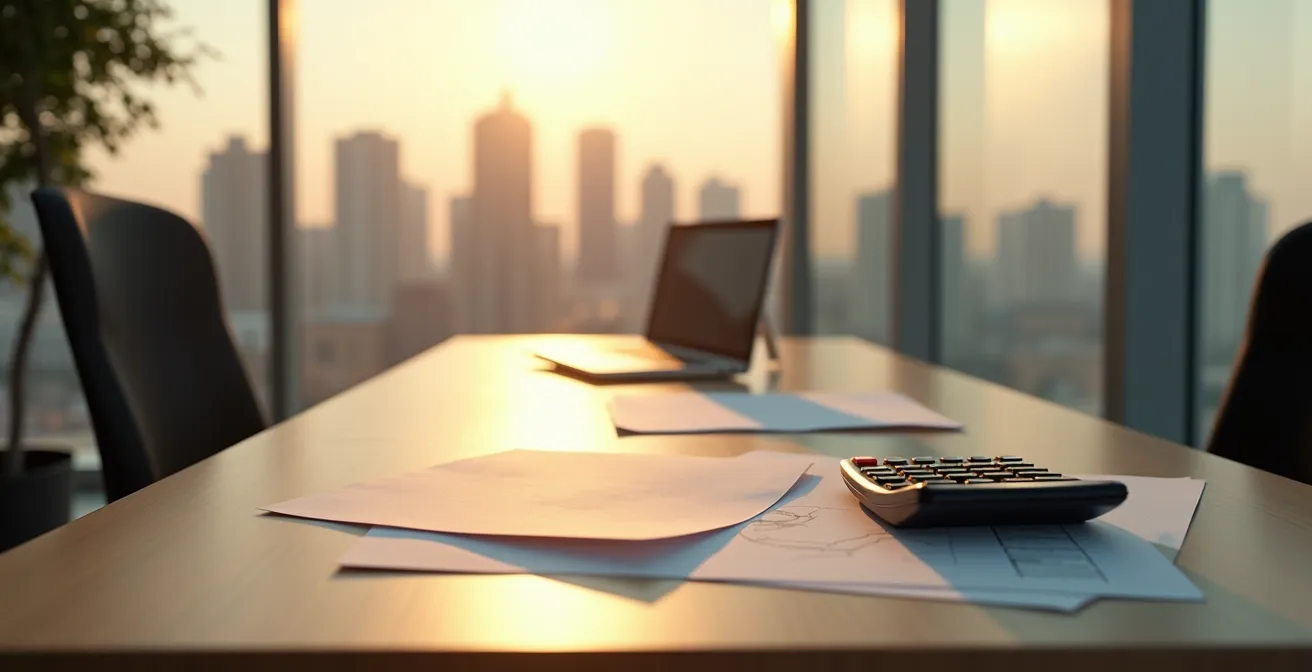 Financial documents and retirement planning materials arranged on desk