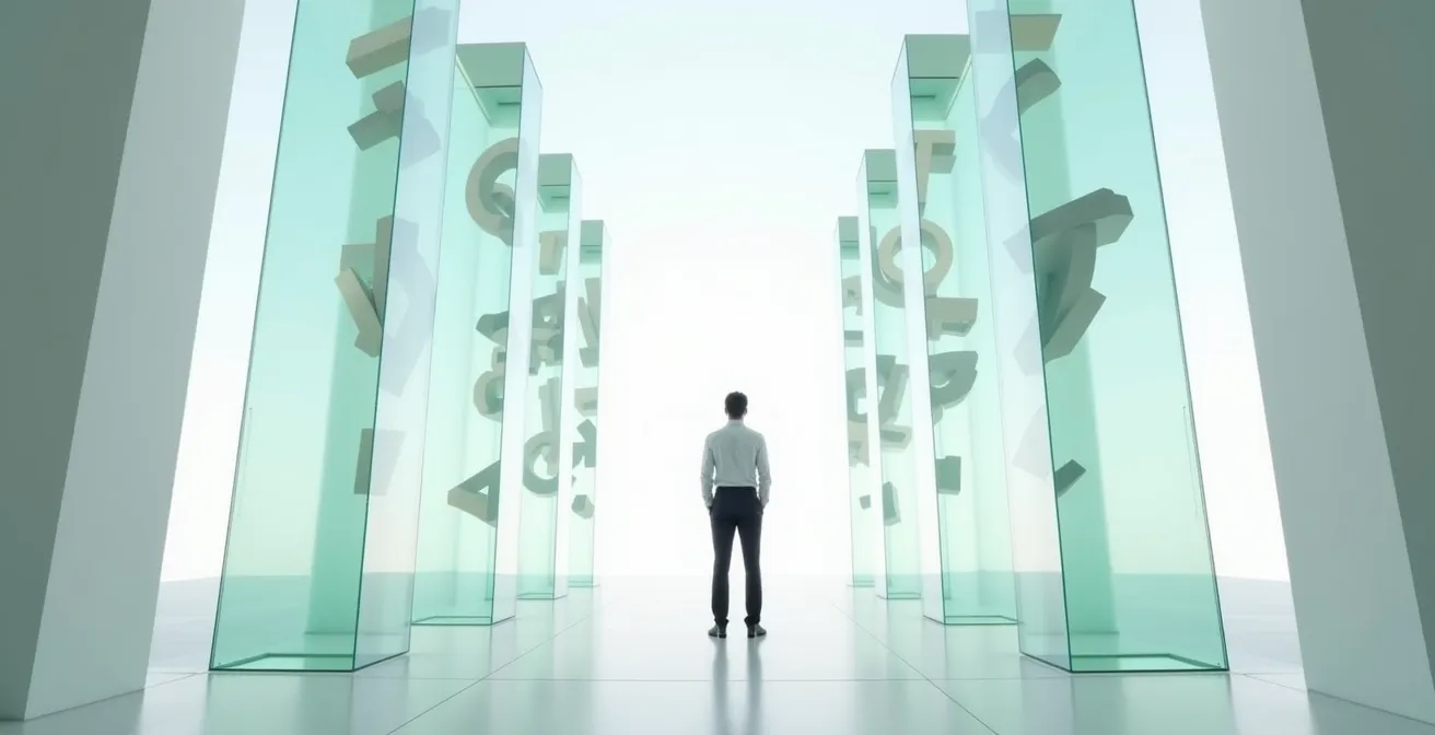 A professional figure standing at the intersection of two pillars of expertise, which form a Pi symbol against the sky.