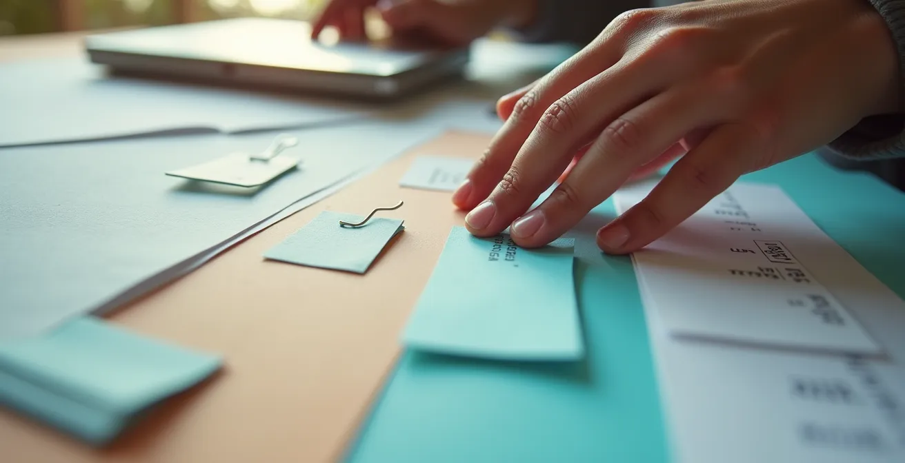 Professional reviewing multiple documents for visa application consistency